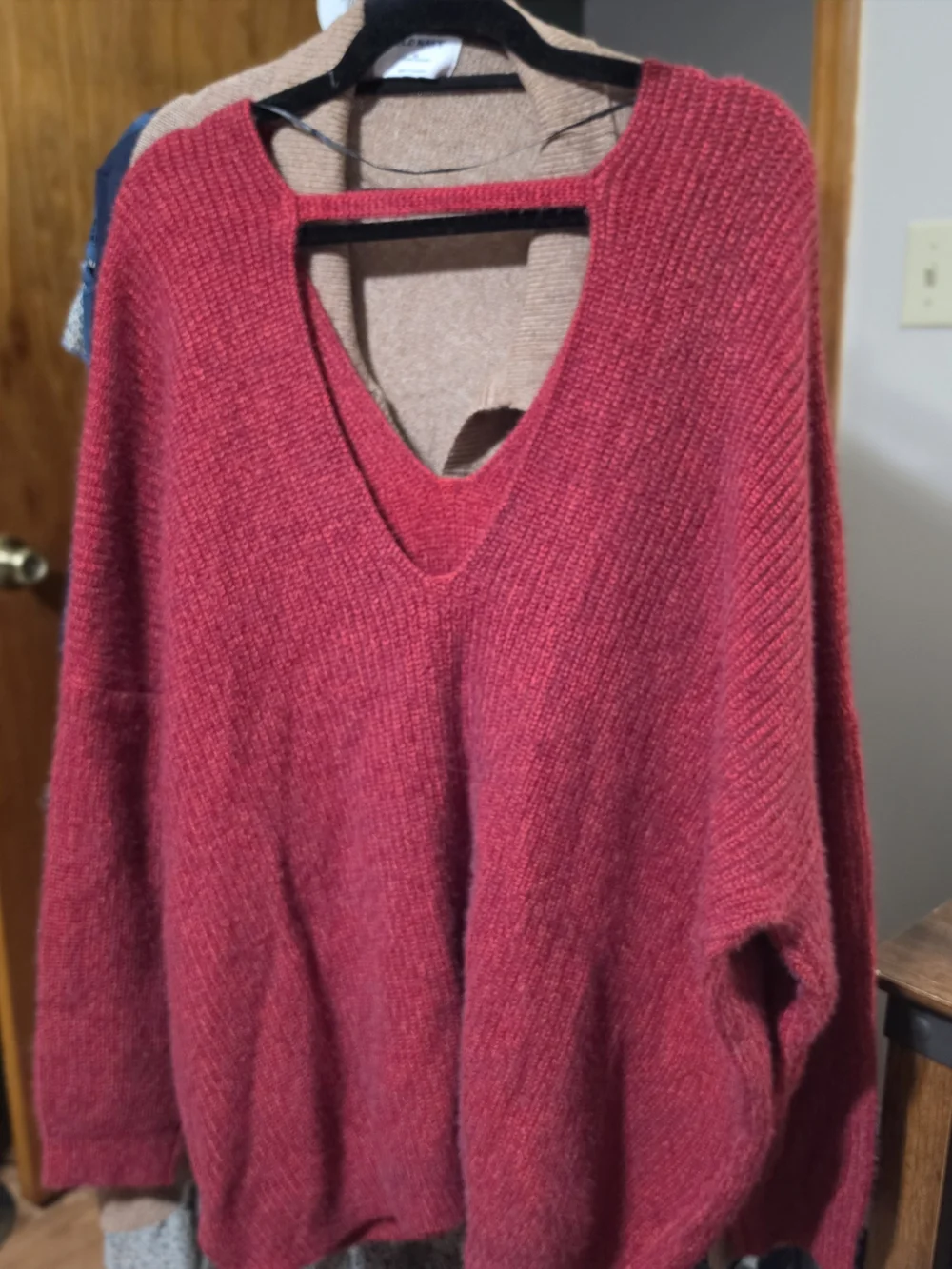BloomChic Deep Raspberry V-Neck Sweater